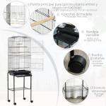 PawHut Black Bird Cage with Stand and Wheels