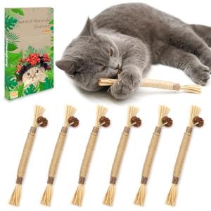 6 Packs Natural Silvervine Chew Sticks for Cats