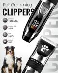 Cordless Dog Grooming Clippers with LED Display