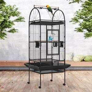 Large Rolling Bird Cage with Open Top - Black