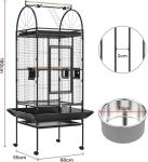 Large Rolling Bird Cage with Open Top - Black