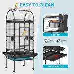 Large Rolling Bird Cage with Open Top - Black