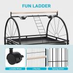 Large Rolling Bird Cage with Open Top - Black