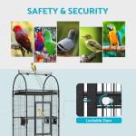 Large Rolling Bird Cage with Open Top - Black