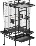 Large Rolling Bird Cage with Open Top - Black
