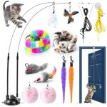 Interactive Feather Cat Teaser Wand with Bells