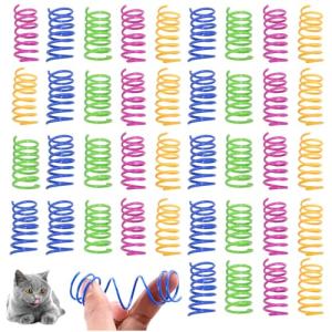 QILUCKY 40-Piece Colorful Cat Spring Toy Set