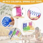 QILUCKY 40-Piece Colorful Cat Spring Toy Set