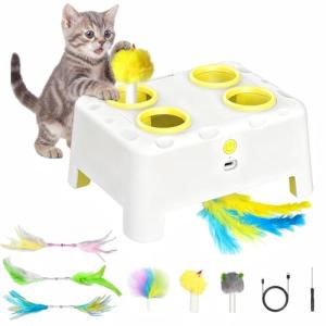 Interactive 2-in-1 Cat Toy with Moving Feathers