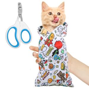 Ptwola Self-Adhesive Cat Grooming Swaddle Wrap