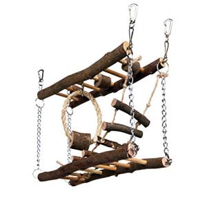Natural Wood Suspension Bridge Toy for Pets