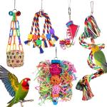 Parakeet Bird Toys with Rope Perch and Chew Fun