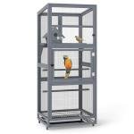 Large Wooden Bird Cage with Perch on Wheels