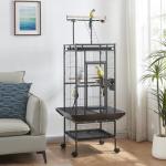 Spacious Metal Bird Cage with Rolling Wheels