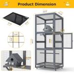 Large Wooden Bird Cage with Perch on Wheels