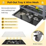 Large Wooden Bird Cage with Perch on Wheels