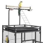 Spacious Metal Bird Cage with Rolling Wheels