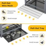 Large Wooden Bird Cage with Perch on Wheels