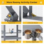 Large Wooden Bird Cage with Perch on Wheels