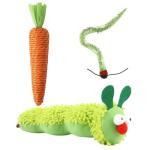 Catnip Toy Set for Indoor Cats: Caterpillar, Carrot, Worm