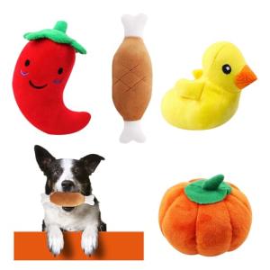4 Pcs Plush Squeaky Dog Toys for Play