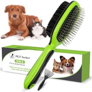Double-Sided Dog Grooming Brush with Non-Slip Grip