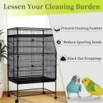 Adjustable Bird Cage Seed Catcher Cover - Black