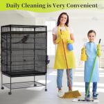 Adjustable Bird Cage Seed Catcher Cover - Black