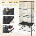 Spacious Metal Bird Cage with Rolling Wheels