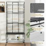 Spacious Metal Bird Cage with Rolling Wheels