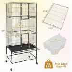 Spacious Metal Bird Cage with Rolling Wheels