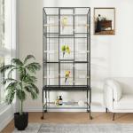 Spacious Metal Bird Cage with Rolling Wheels