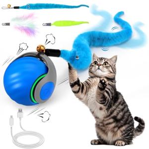 Interactive Feather Cat Toy Ball for Indoor Fun