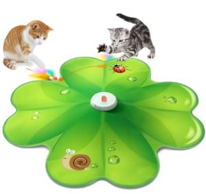 Interactive LED Cat Toy with Moving Feathers
