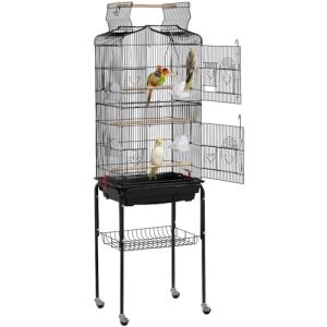 64-Inch Open Top Bird Cage with Rolling Stand