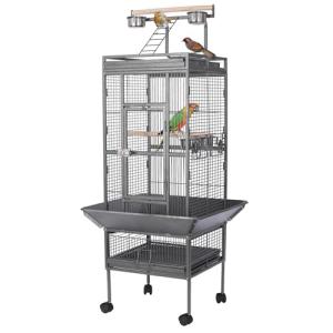 Large Wrought Iron Bird Flight Cage on Wheels