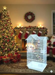 Large 38-Inch Double Roof Bird House Cage