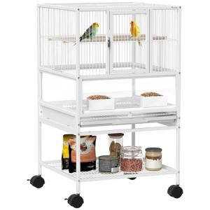 Pawhut Rolling Bird Cage with Acrylic Panels