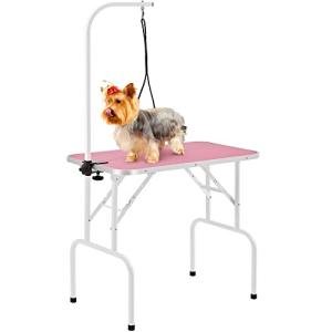 Yaheetech 32" Foldable Dog Grooming Table - Pink
