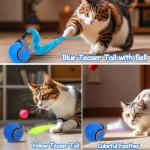 Automatic Rolling Cat Toy Ball with Feather Tails