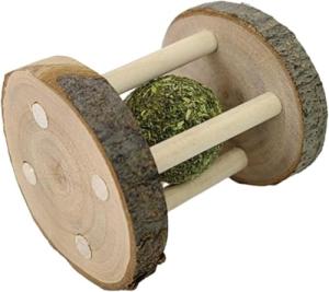 Natural Wooden Chew Toy with Bell for Small Pets