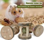 Natural Wooden Chew Toy with Bell for Small Pets