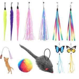 11 PCS Interactive Cat Wand Feather Toy Set