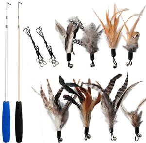 EcoCity Natural Cat Feather Toys with Wand