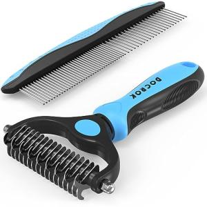 Pet Grooming Combo: Deshedding Brush & Metal Comb