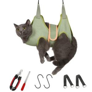 Cat Grooming Hammock and Nail Clipper Set