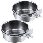 Stainless Steel Parrot Feeding Cups with Clamp