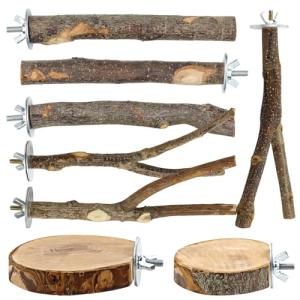 8-Pack Natural Wood Bird Perches for Cages