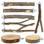 8-Pack Natural Wood Bird Perches for Cages