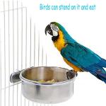 Stainless Steel Parrot Feeding Cups with Clamp